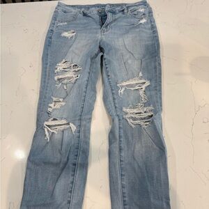 American Eagle Outfitters Light Blue Distressed Skinny Jeans